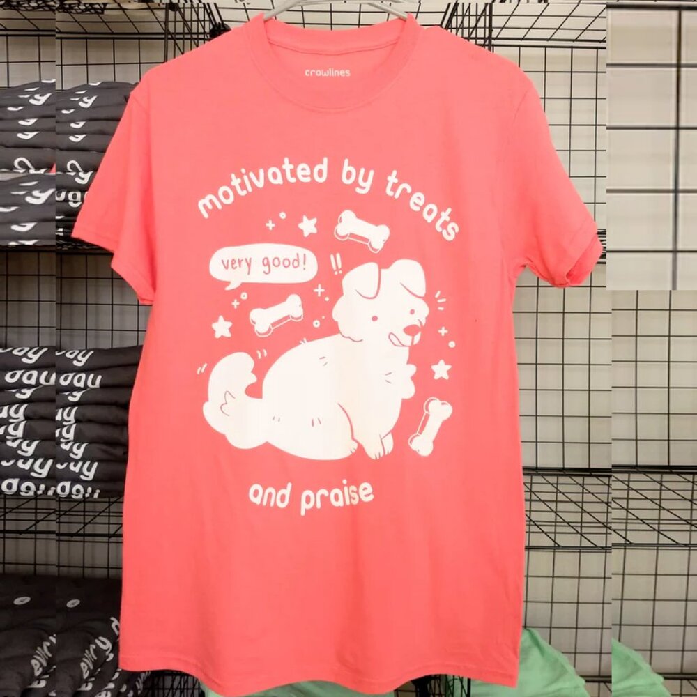Motivated By Treats Shirt Graphic Tee by Crowlines NWOT